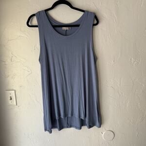 LOGO Layers Tank Top Womens Large Blue Sleeveless Rayon Spandex Tunic‎ Stretchy